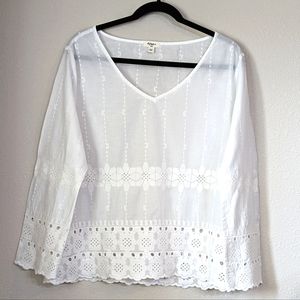 Dylan Women's White Eyelet Lattice Top Size L